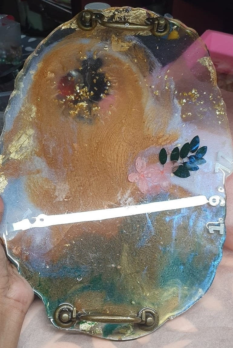 Custom Made Personalized Resin Art Tray With Vintage Handles by DOLA