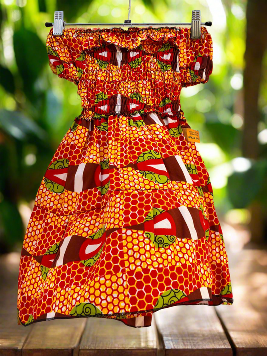 Honeycomb African Print Smocked Dress for Girls (Ages 3–5) | DOLA Soft