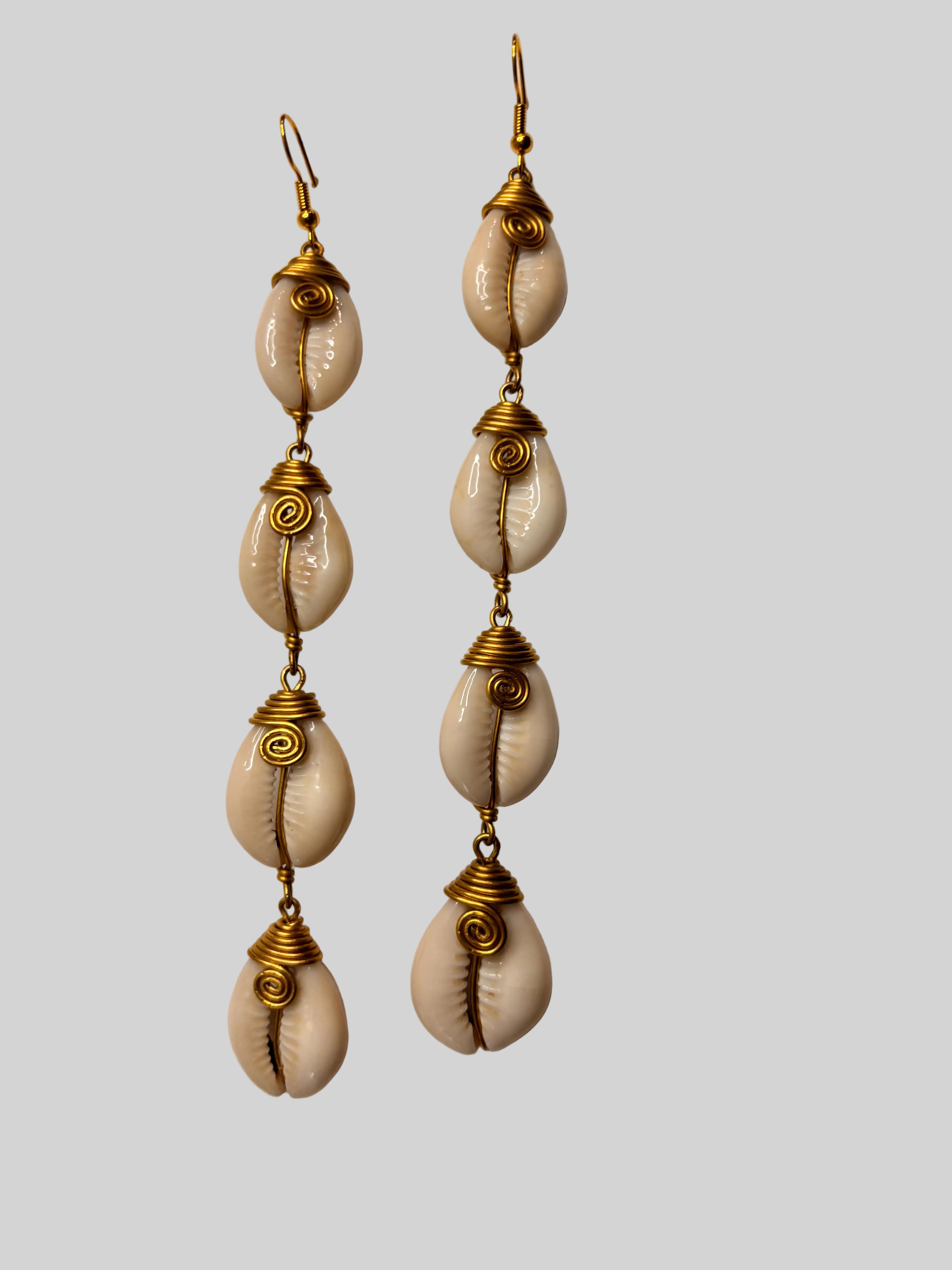 Authentic Long Cowrie Shell Earrings — The Third (III) | DOLA Soft