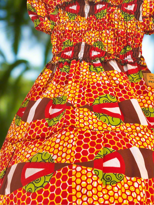 Honeycomb African Print Smocked Dress for Girls (Ages 3–5) | DOLA Soft