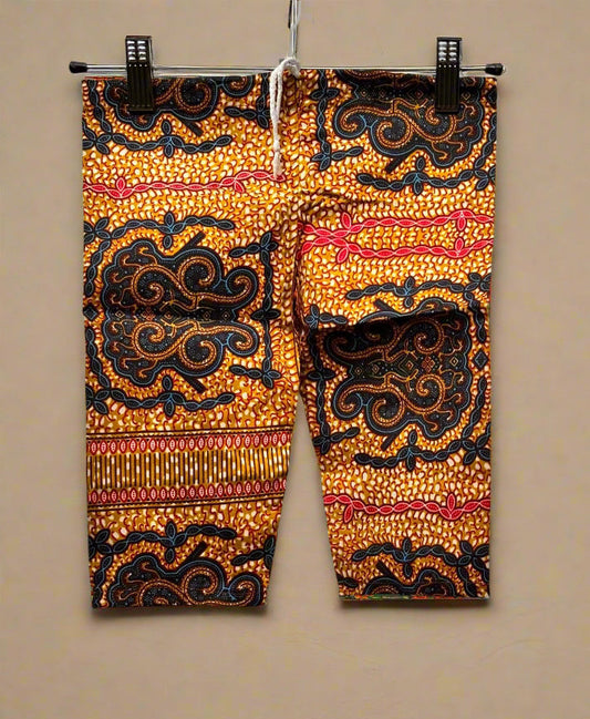 Boys African Ankara Two-Piece Set – Golden & Black Booboo Shirt & Shorts | Ages 2–4 | DOLA Soft