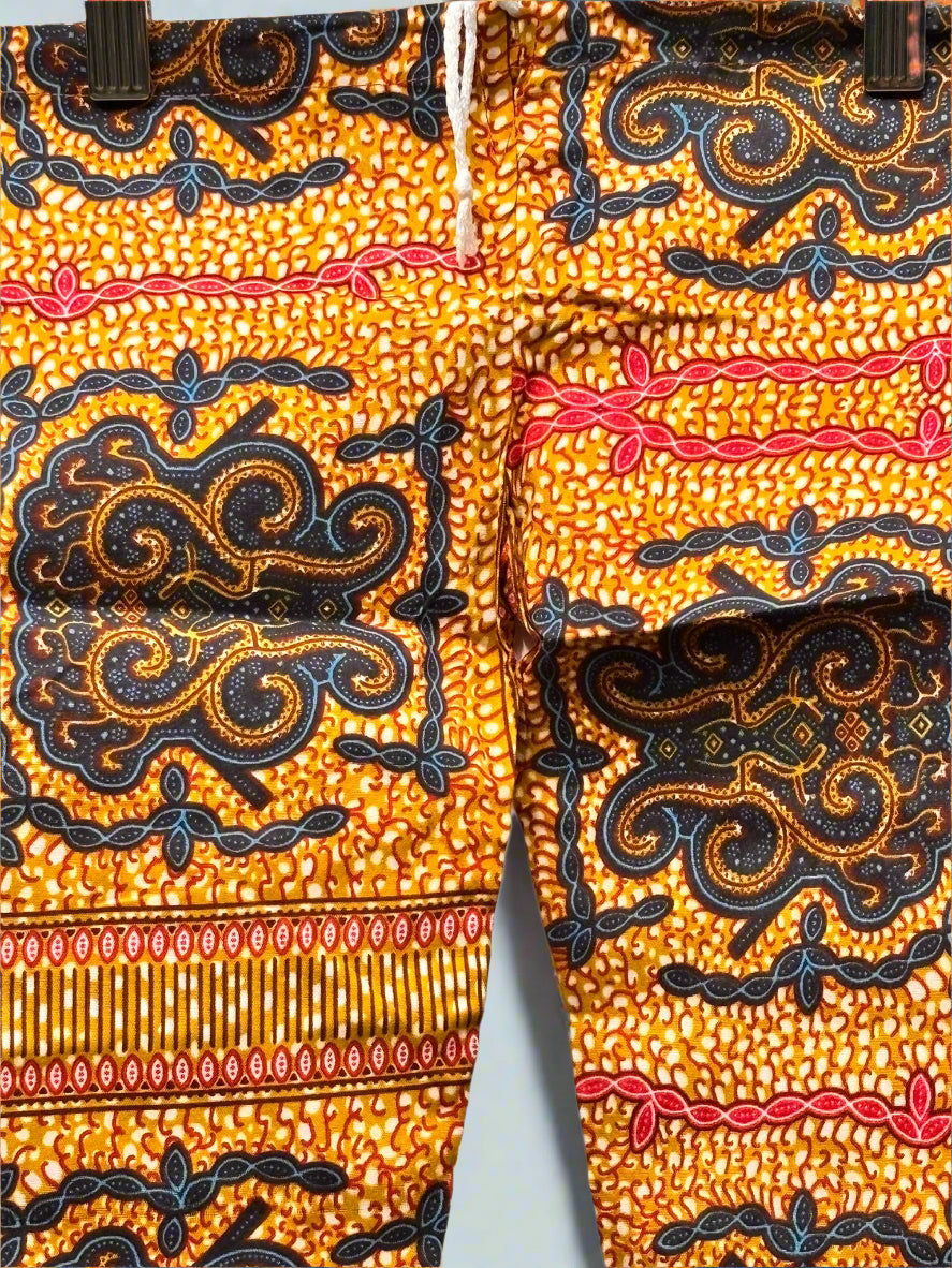 Boys African Ankara Two-Piece Set – Golden & Black Booboo Shirt & Shorts | Ages 2–4 | DOLA Soft