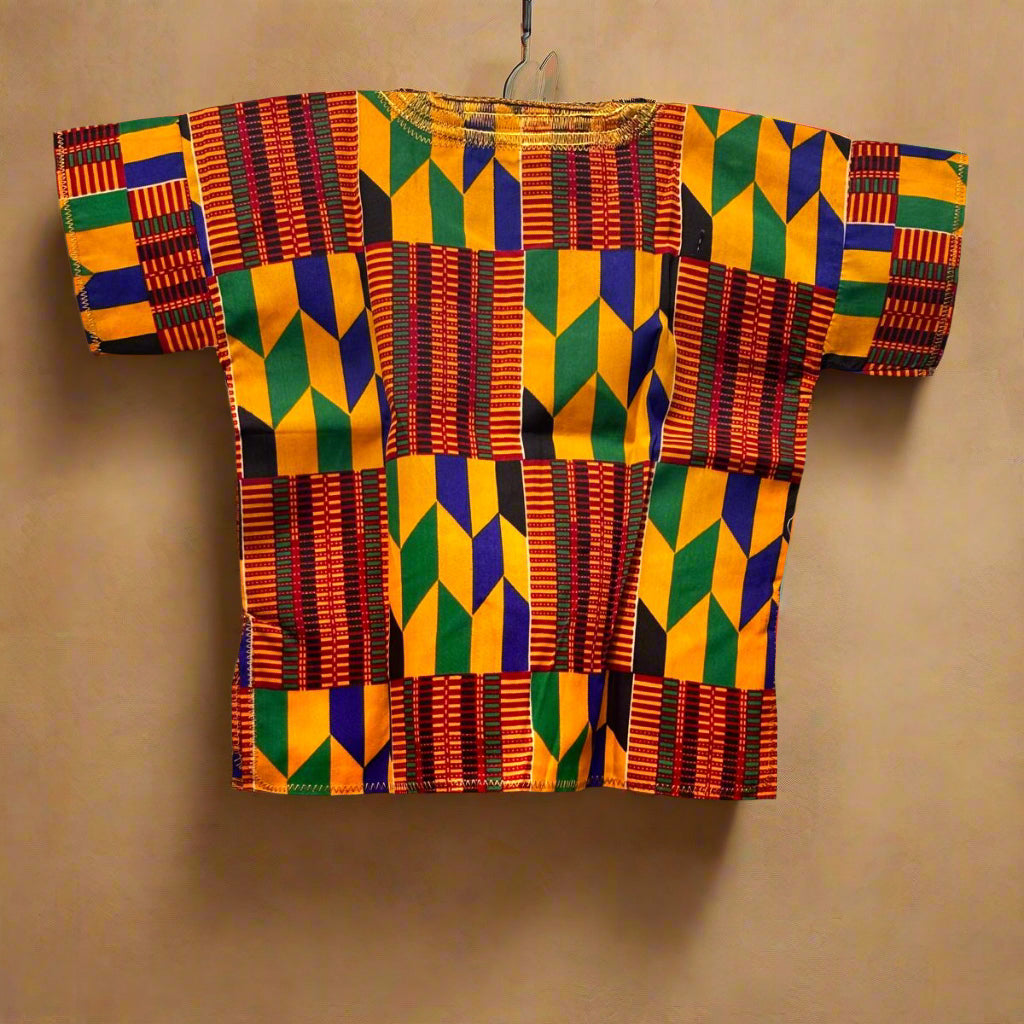 Vibrant Boys Kente Print Shirt | African Ankara Kids Clothing