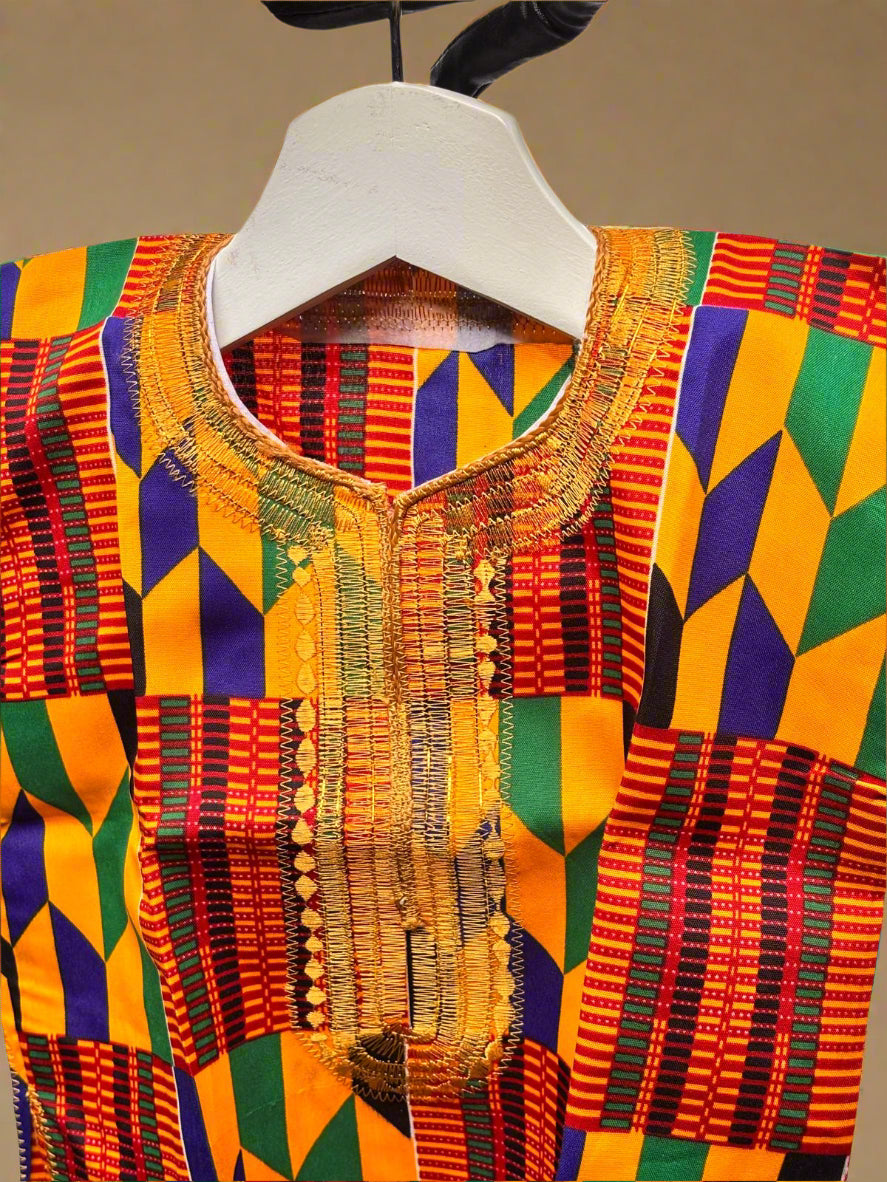 Vibrant Boys Kente Print Shirt | African Ankara Kids Clothing