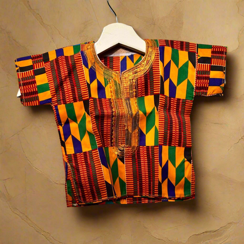 Vibrant Boys Kente Print Shirt | African Ankara Kids Clothing