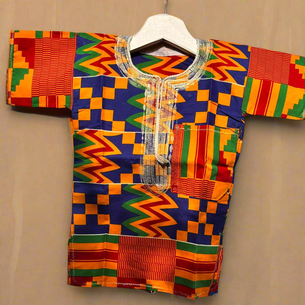 Boys African Kente Ankara Two piece Set | Traditional Kids Wear | DOLA Bazaar