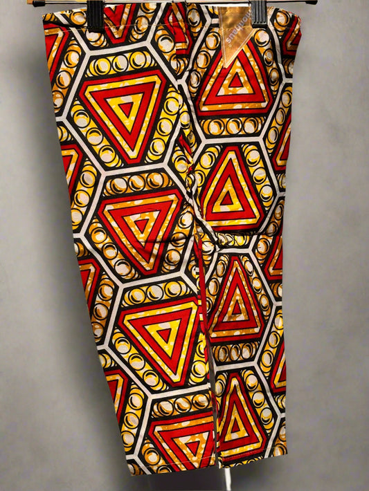 Boys African Ankara Set | Red & Yellow Geometric Print Kidswear