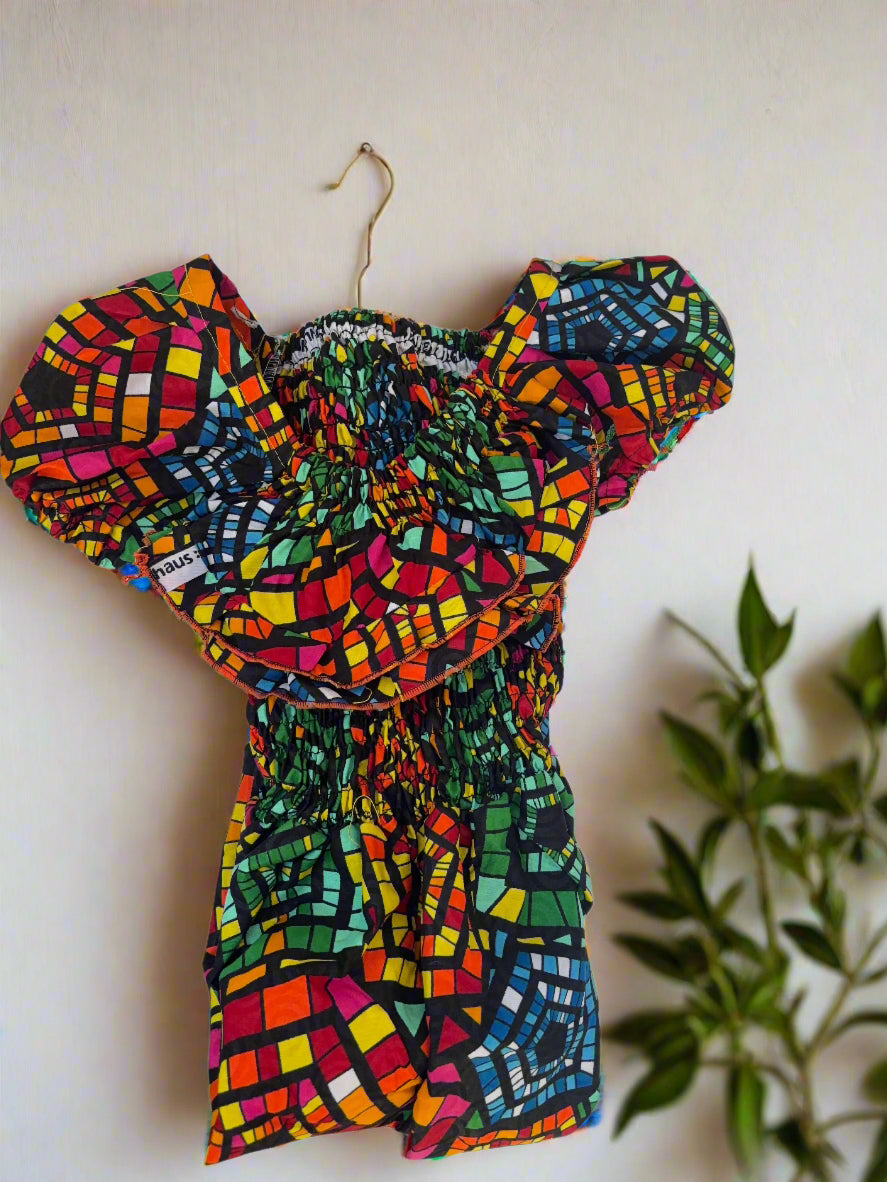 African Print Cotton Jumpsuit | Girl’s Ankara Outfit 6–8 Years | DOLA Soft