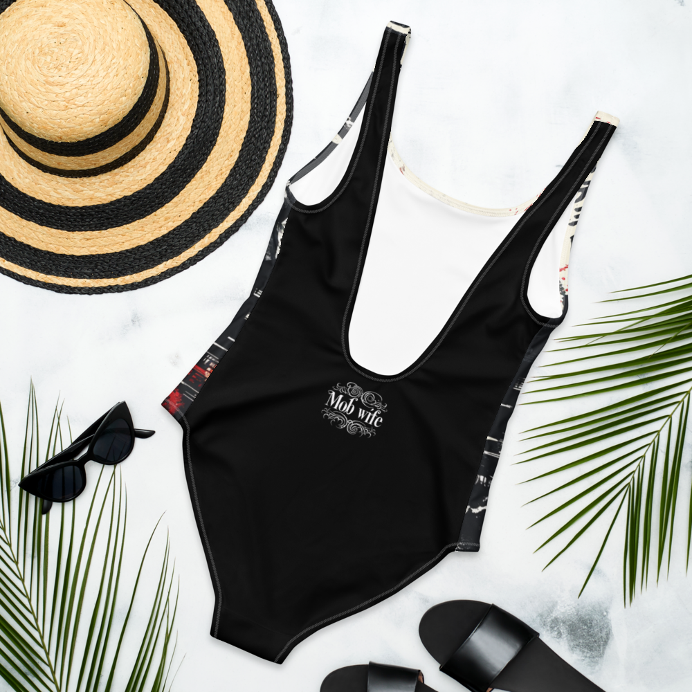 MOB WIFE Asia One-Piece Swimsuit – Bold Retro Glam Swimwear for Women | DOLA Soft