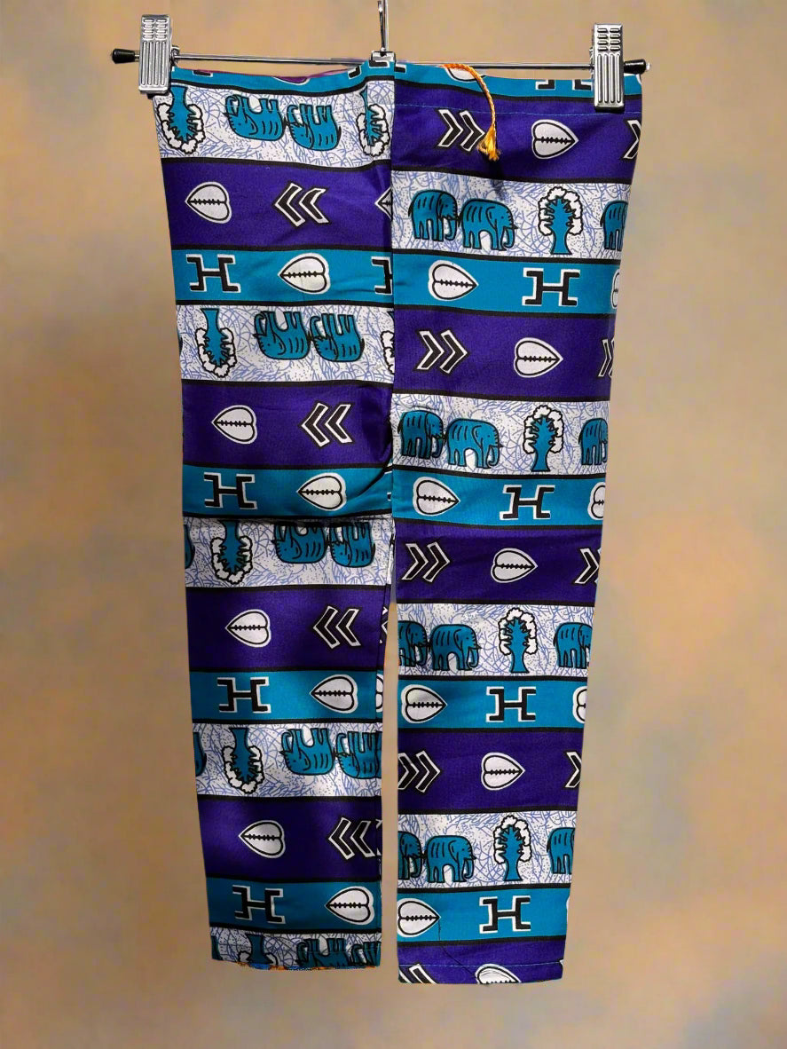 Boys Blue African Print Shirt | Ankara Kidswear with Golden Embroidery