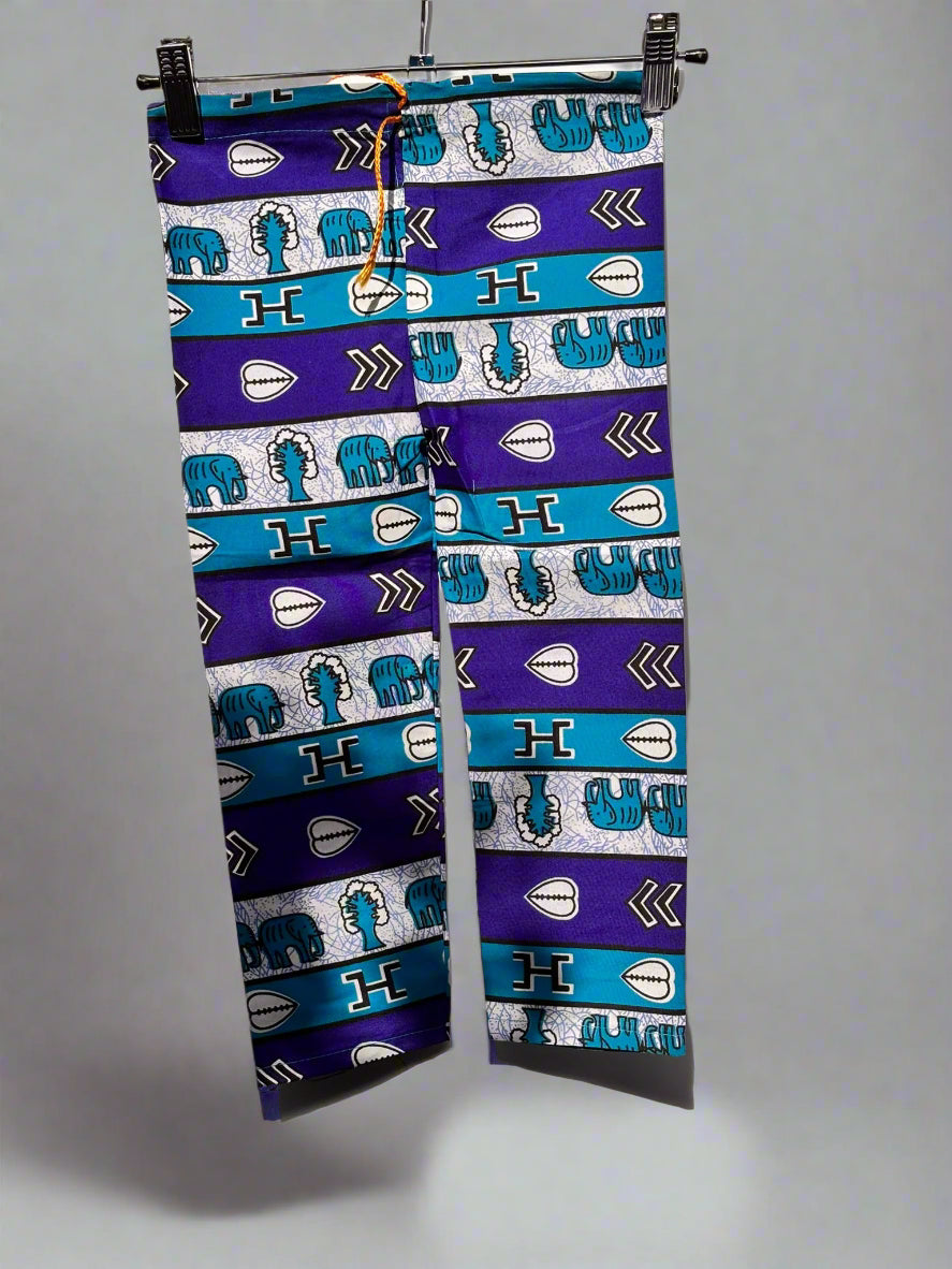 Boys Blue African Print Shirt | Ankara Kidswear with Golden Embroidery
