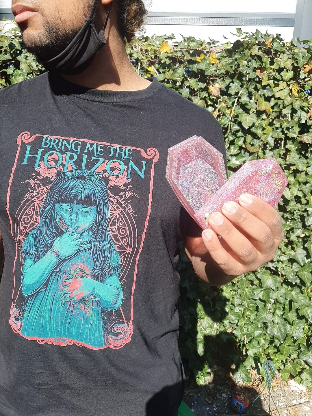 Pink Glitter Coffin Shaped Resin Jewelry Box by DOLA