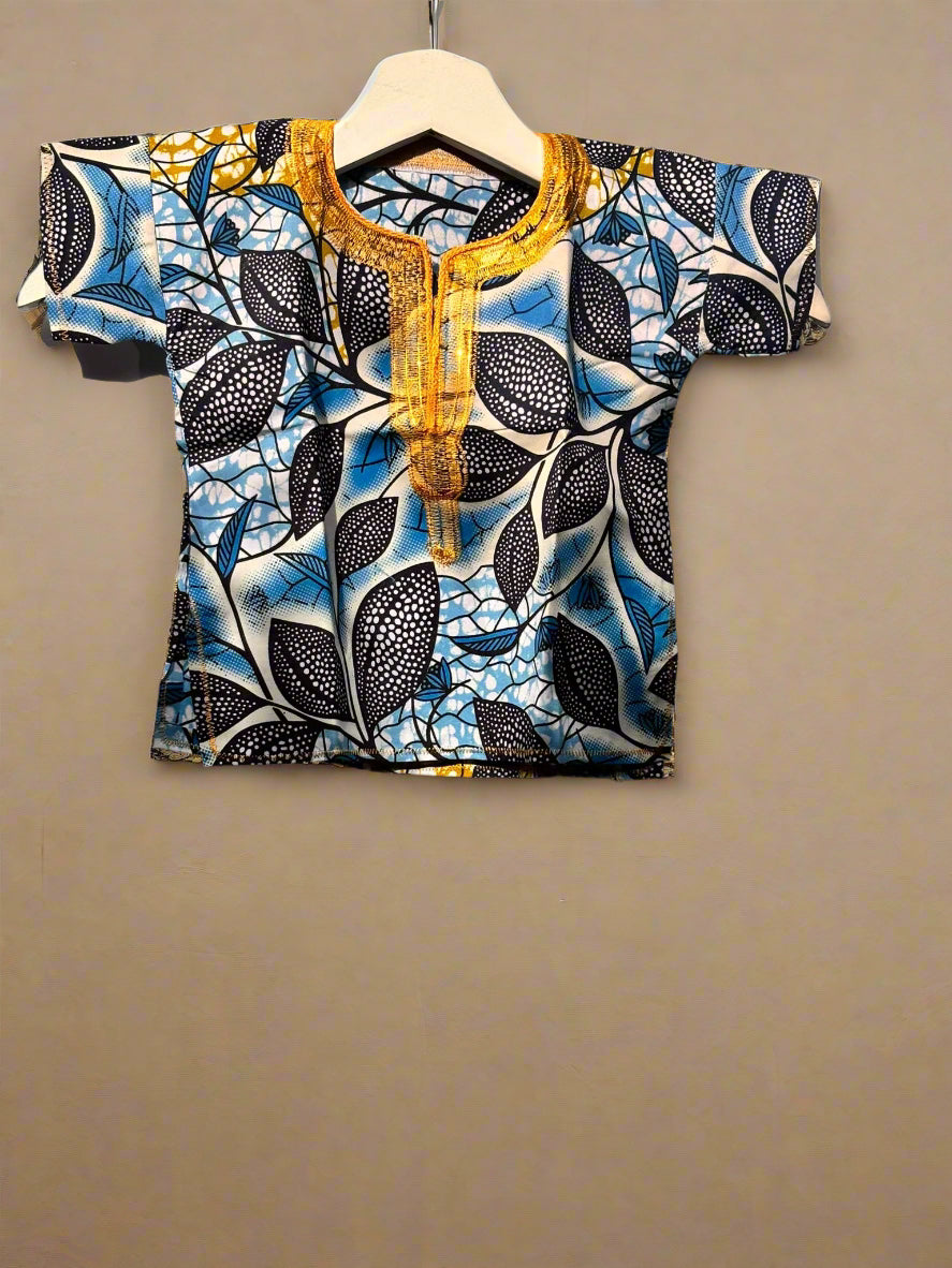 Boys African Ankara Two-Piece Set – Booboo Top & Shorts | Ages 2–4 | DOLA Soft
