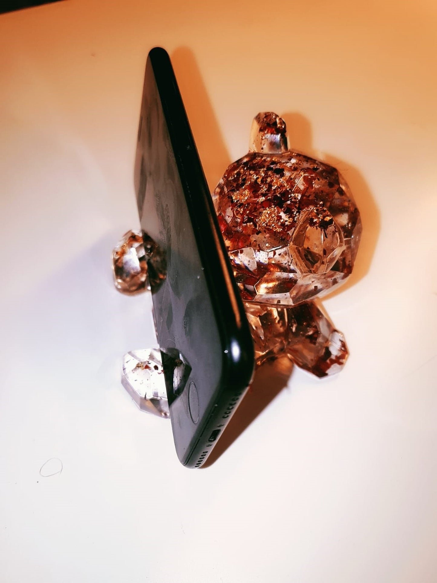 Transparent Rose Big Bear Resin Art Phone Holder by DOLA