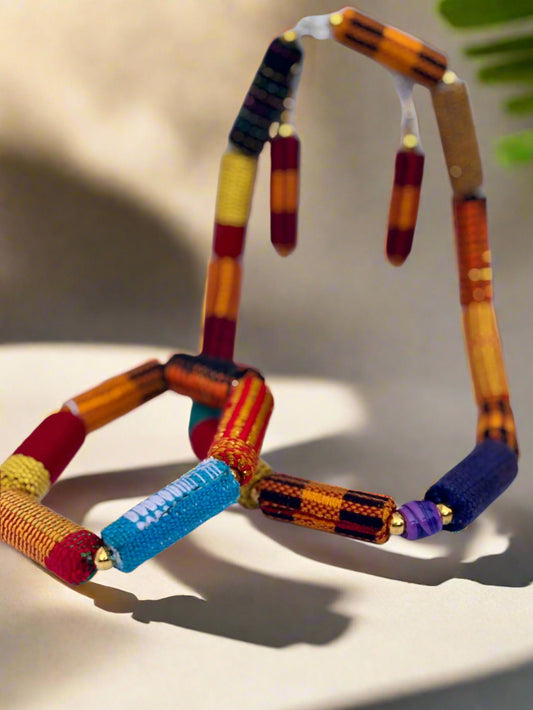 DOLA Soft Kente Cloth Jewelry Set – Necklace + Earrings + Bracelet