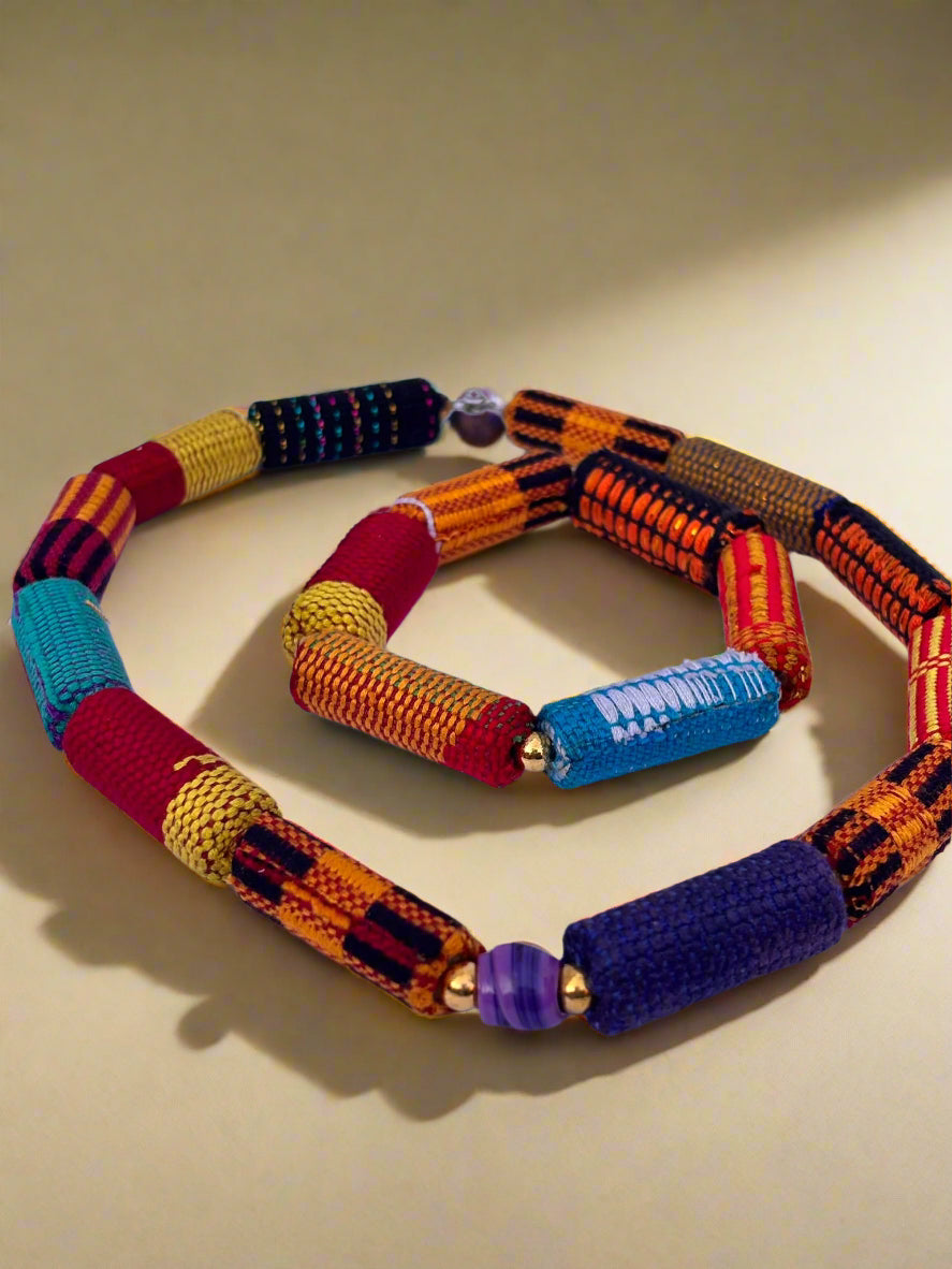 DOLA Soft Kente Cloth Jewelry Set – Necklace + Earrings + Bracelet