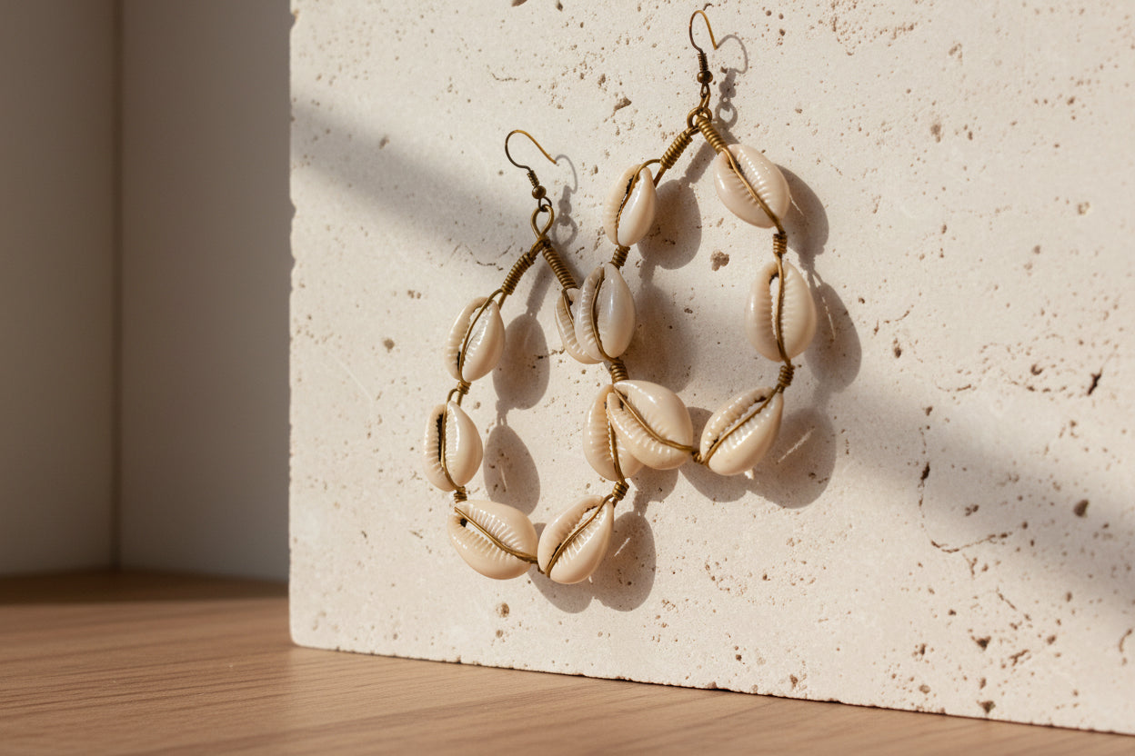 Cowrie Shell Earrings I – West African Ritual Jewelry | DOLA Soft
