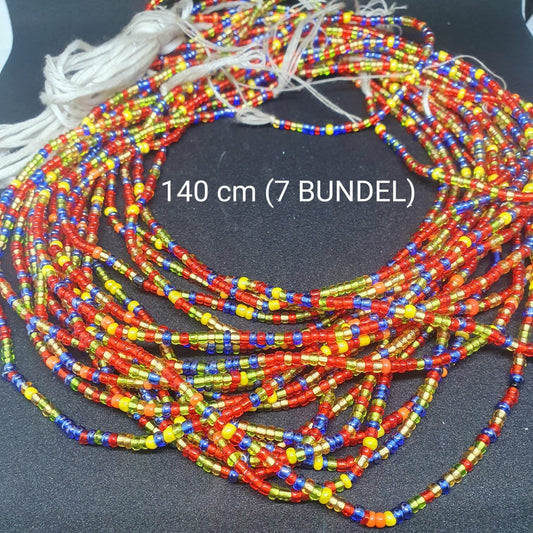 Ghana waistbeads bundle / ahwenneɛ (blue,yellow, red,green orang)