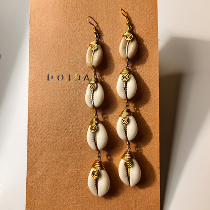 Authentic Long Cowrie Shell Earrings — The Third (III) | DOLA Soft