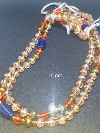 Ghana waistbeads / ahwenneɛ (blue gold)