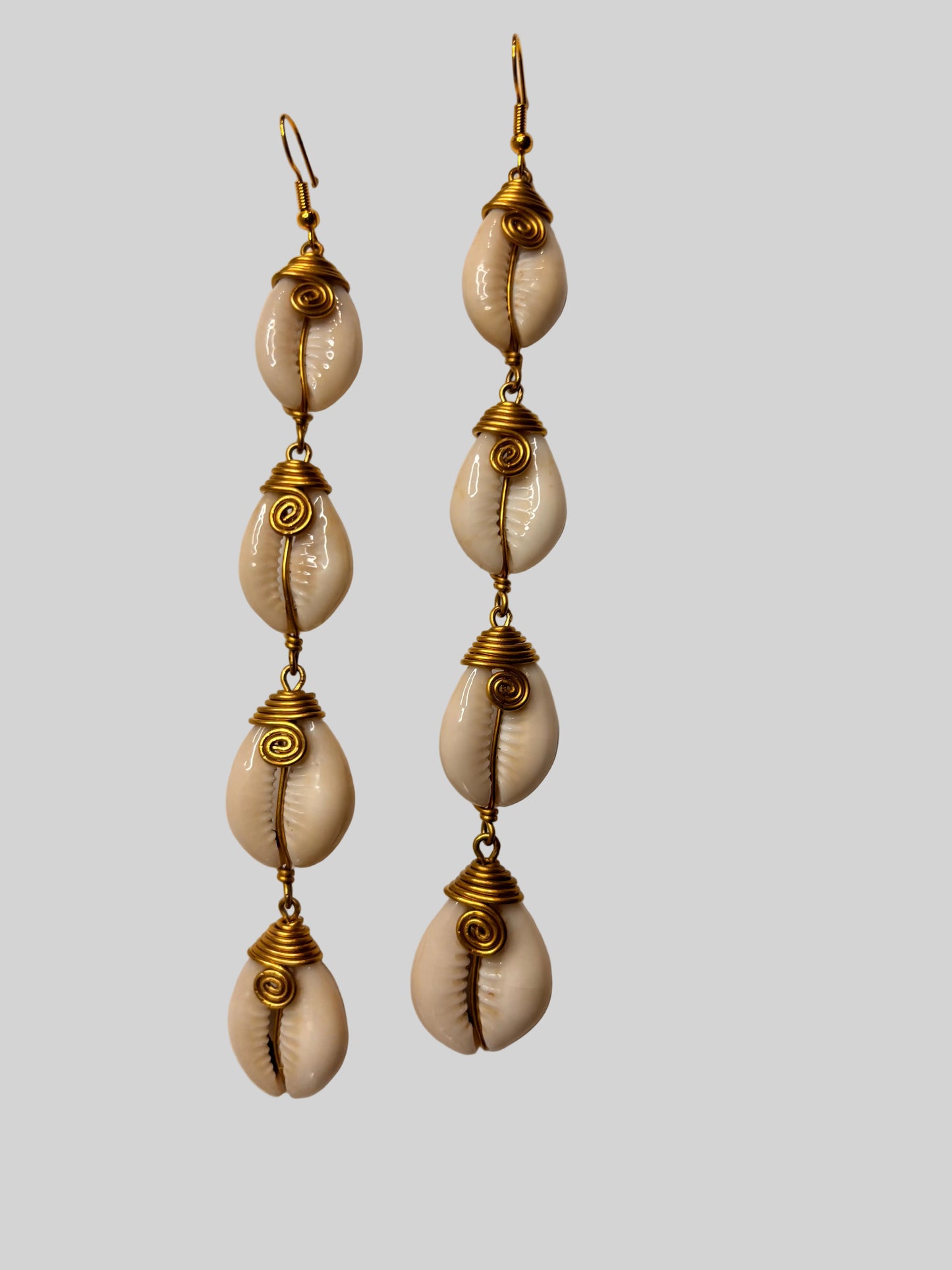 Authentic Long Cowrie Shell Earrings — The Third (III) | DOLA Soft