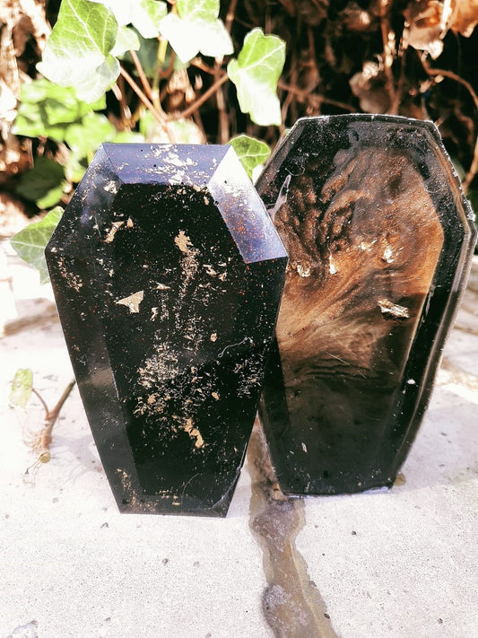 Black Coffin Shaped Resin Jewelry Box by DOLA