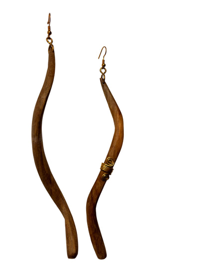 West African Wooden Vertical Earrings – Handcrafted Jewelry | DOLA Soft