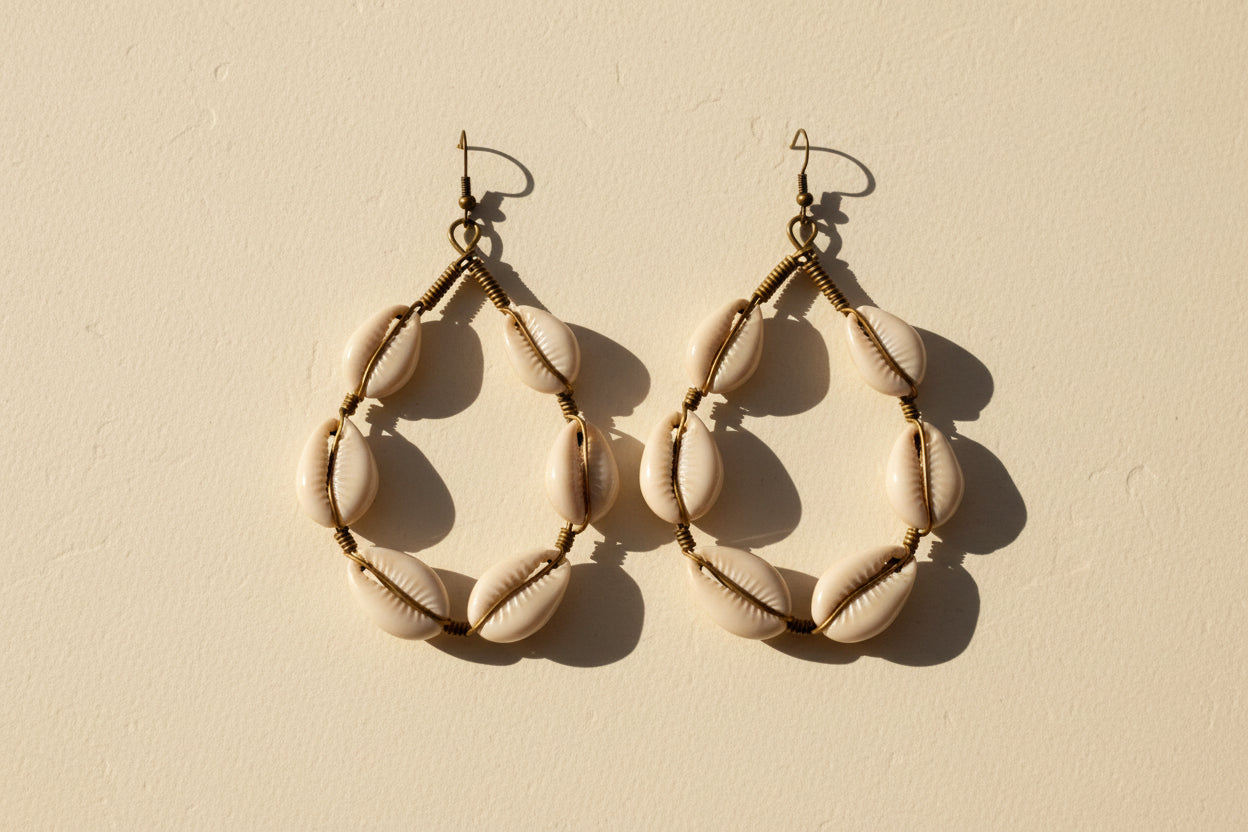 Cowrie Shell Earrings I – West African Ritual Jewelry | DOLA Soft