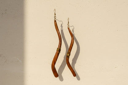 West African Wooden Vertical Earrings – Handcrafted Jewelry | DOLA Soft