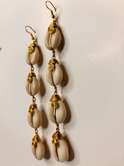 Authentic Long Cowrie Shell Earrings — The Third (III) | DOLA Soft