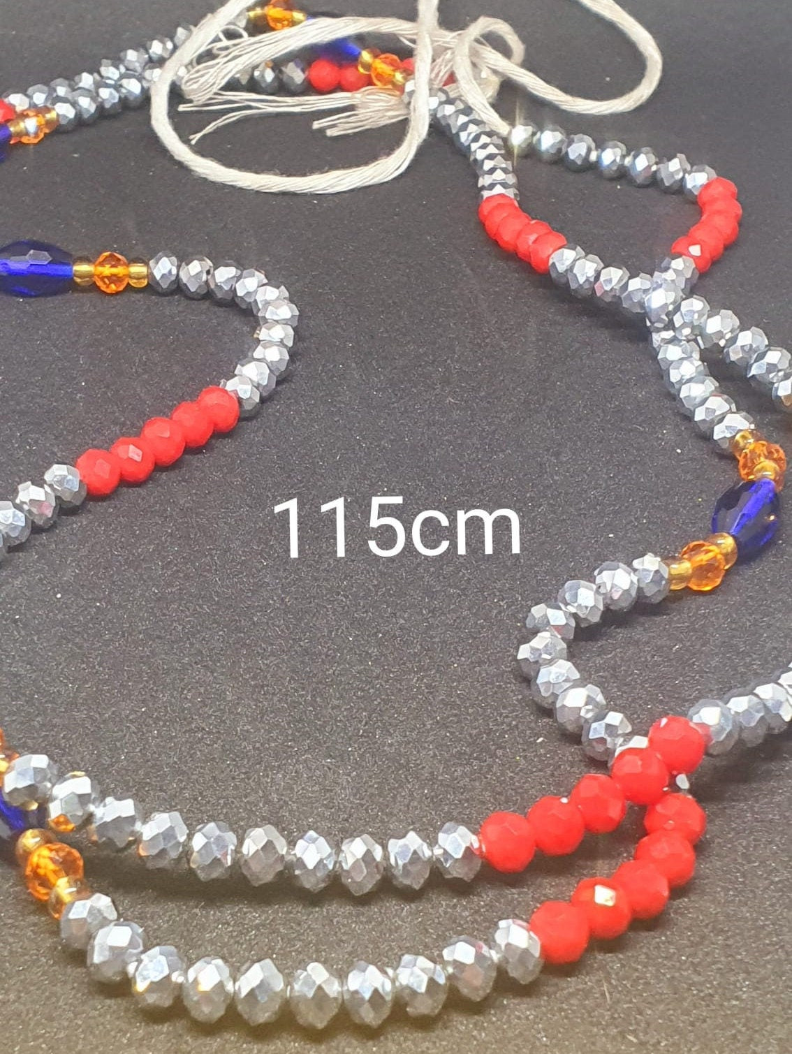 West African Waist Beads (Ahwenneɛ) – Red, Silver & Blue Handmade Body Jewelry | DOLA Soft