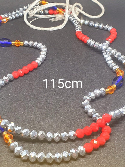 West African Waist Beads (Ahwenneɛ) – Red, Silver & Blue Handmade Body Jewelry | DOLA Soft