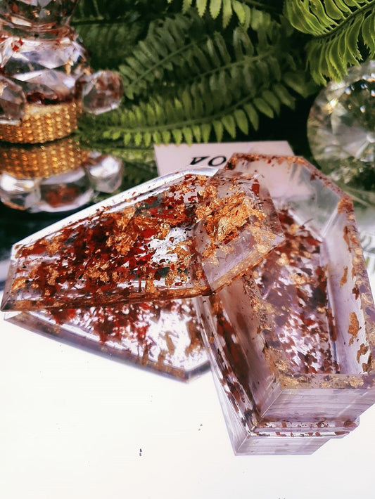 Pink Coffin Shaped Resin Jewelry Box by DOLA