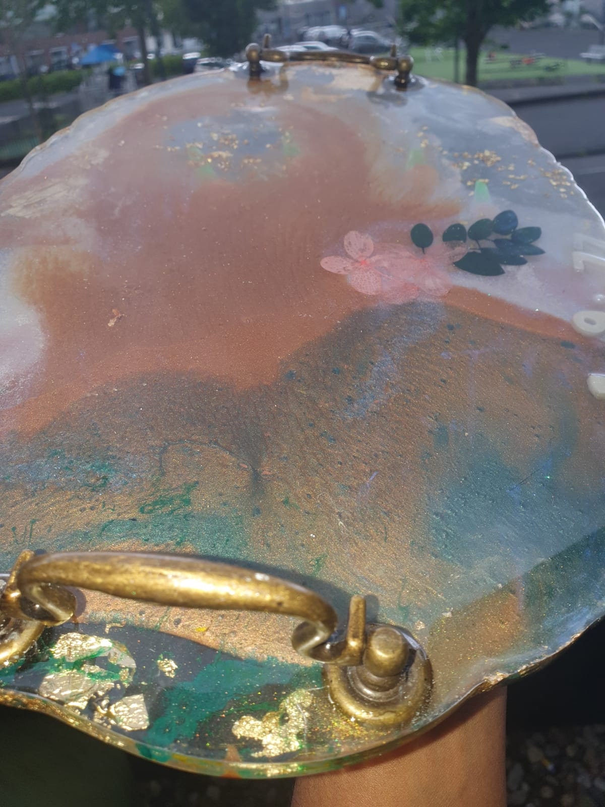 Custom Made Personalized Resin Art Tray With Vintage Handles (40th Wedding Anniversary Edition) by DOLA