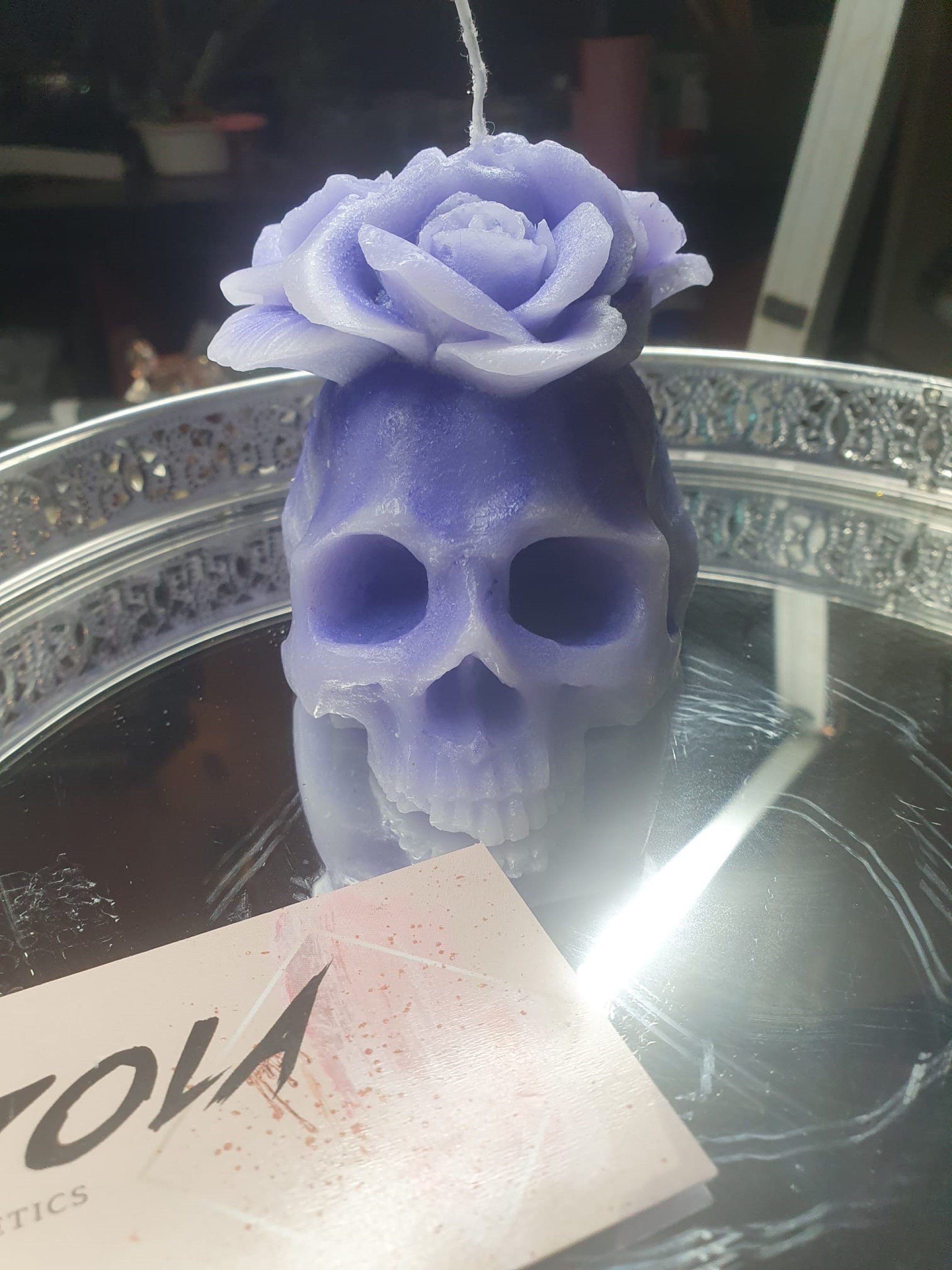 Rose Skull Beeswax Candle – Gothic Decorative Candle | DOLA Soft