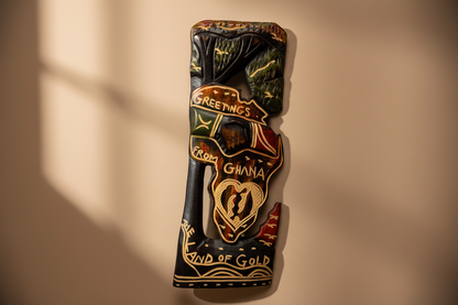 Hand-Carved Ghana Wooden Mask – “Land of Gold” Wall Art | DOLA Soft