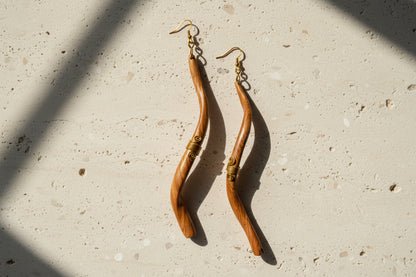 West African Wooden Vertical Earrings – Handcrafted Jewelry | DOLA Soft