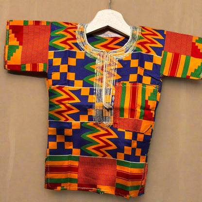 Boys African Kente Ankara Two piece Set | Traditional Kids Wear | DOLA Bazaar