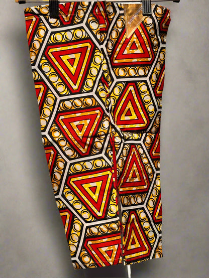 Boys African Ankara Set | Red & Yellow Geometric Print Kidswear