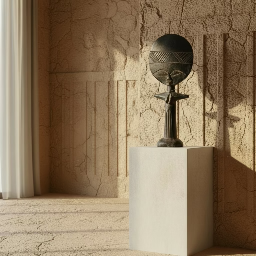 Handcrafted Ghanaian Akuaba Wooden Art Doll – African Tribal Decor