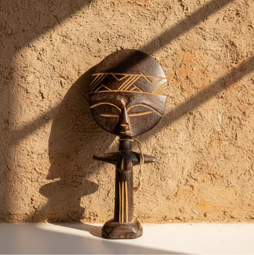 Handcrafted Ghanaian Akuaba Wooden Art Doll – African Tribal Decor