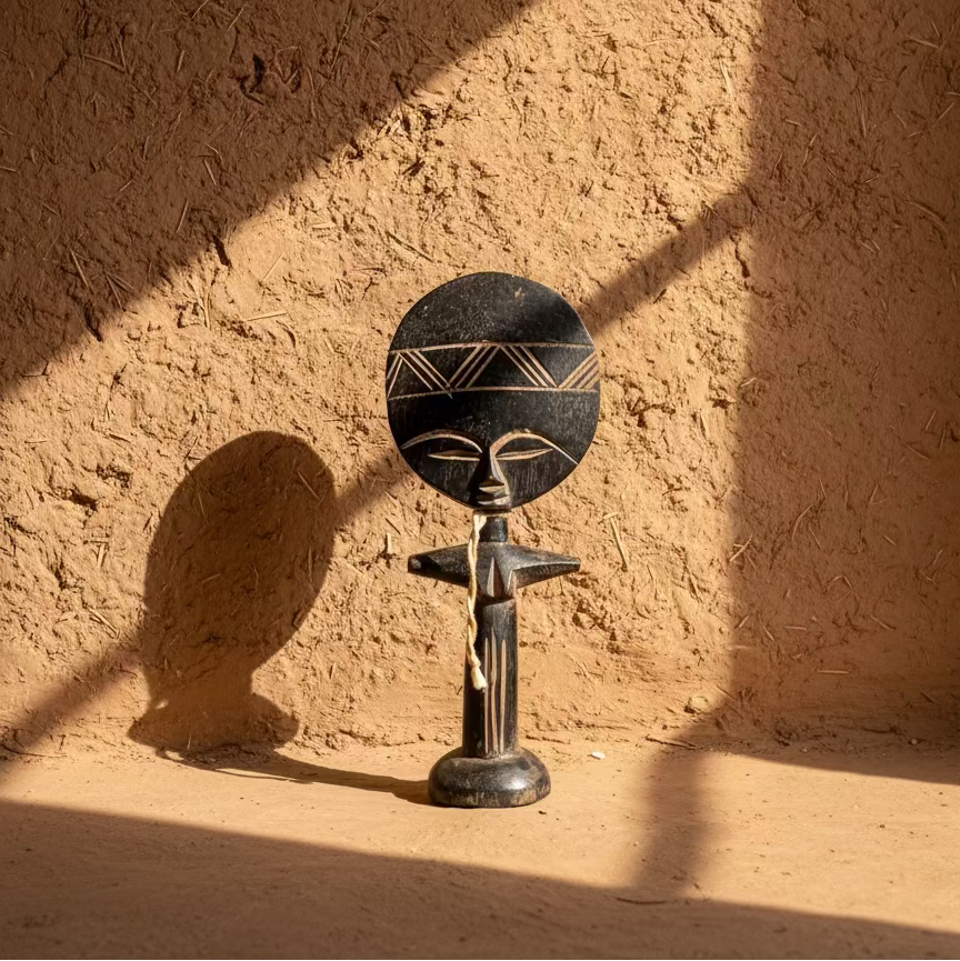 Handcrafted Ghanaian Akuaba Wooden Art Doll – African Tribal Decor