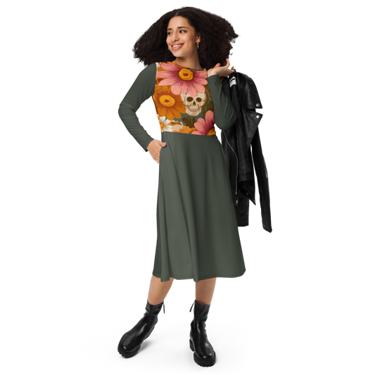 the Flowers & Skulls Midi Dress