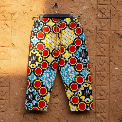 Boys African Ankara Two-Piece Set – Red & Yellow Booboo Shirt + Shorts | Ages 2–4 | DOLA Soft