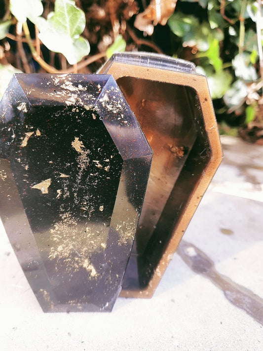 Black Coffin Shaped Resin Jewelry Box by DOLA