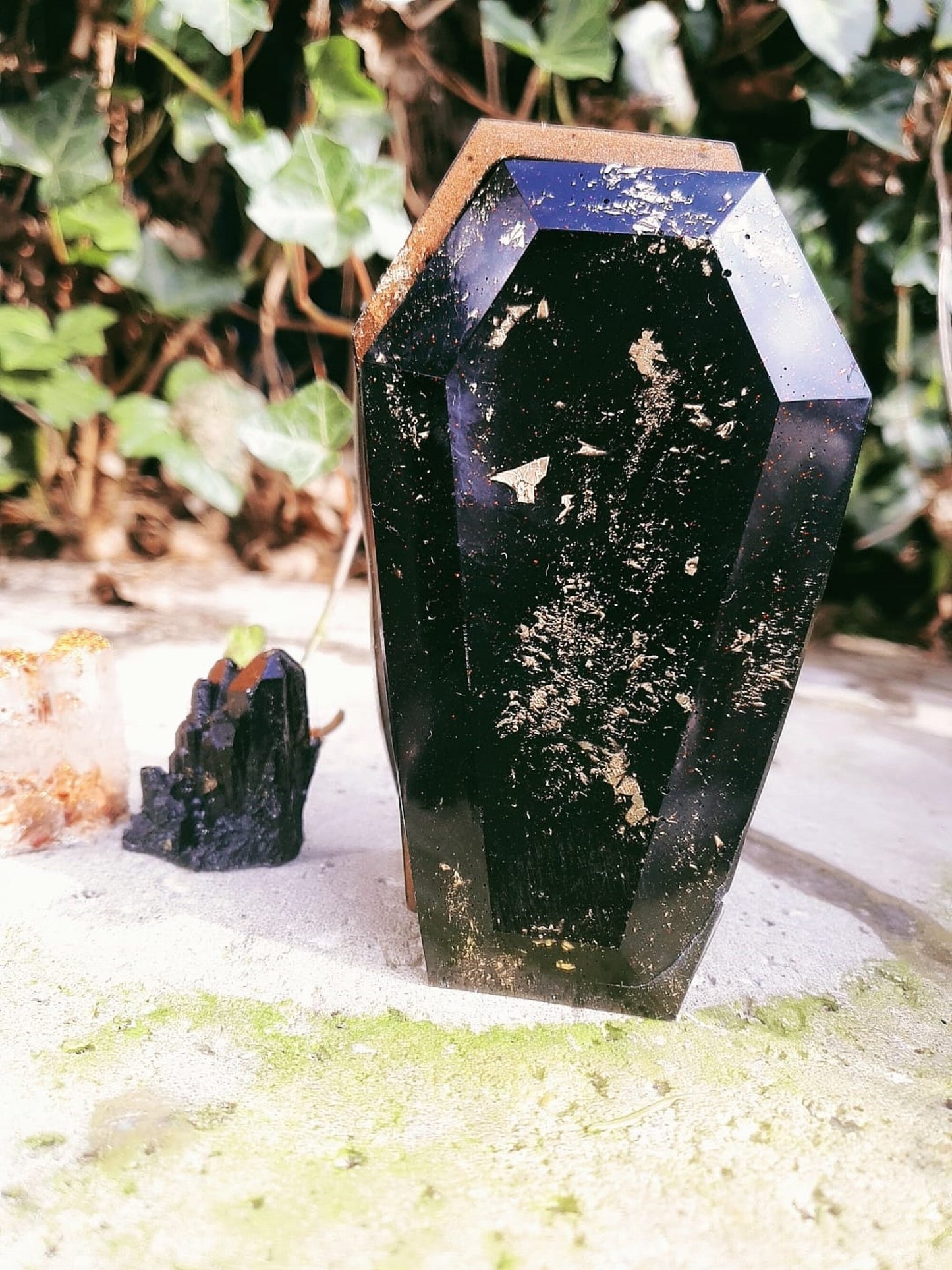 Black Coffin Shaped Resin Jewelry Box by DOLA