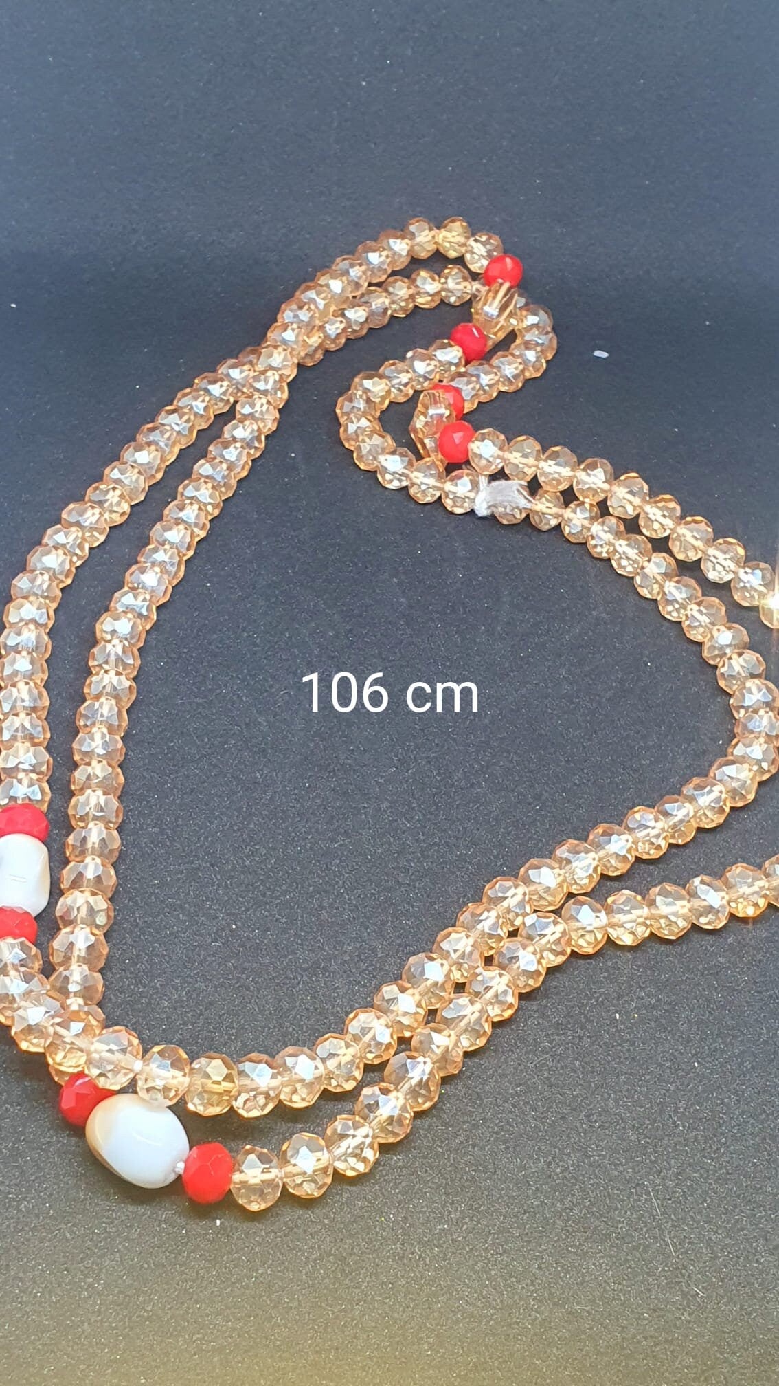 Ghana waistbeads / ahwenneɛ White & Red Translucent