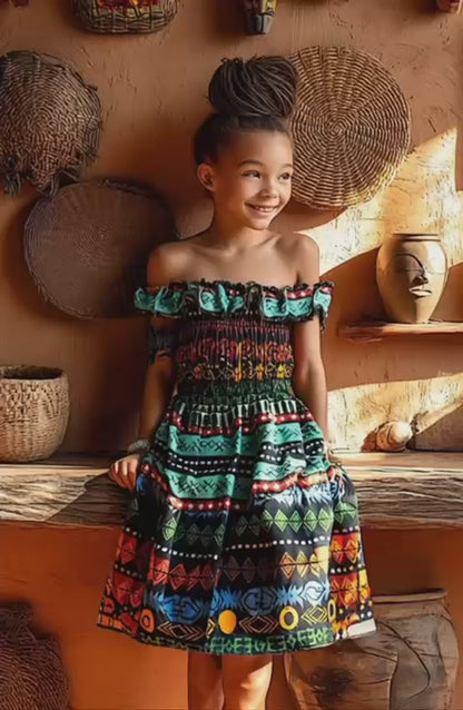 African Print Cotton Dress | Girl’s Ankara Dress ages 3-5 | DOLA Soft