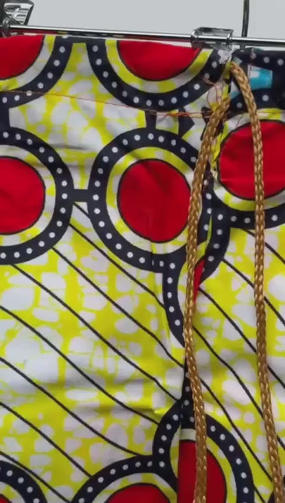 Boys African Ankara Two-Piece Set – Red & Yellow Booboo Shirt + Shorts | Ages 2–4 | DOLA Soft