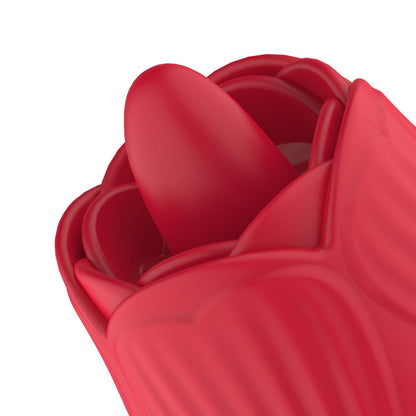 Rose Vibrator with Licking Tongue & Thrusting Dildo